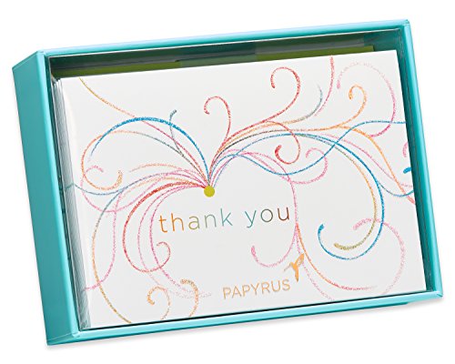 Papyrus Thank You Cards with Envelopes, Swirl Glitter (14-Count)