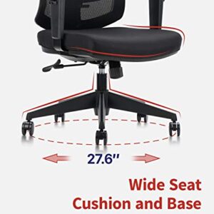 CLATINA Ergonomic High Mesh Swivel Executive Chair with Adjustable Height Head Arm Rest Lumbar Support and Upholstered Back for Home Office
