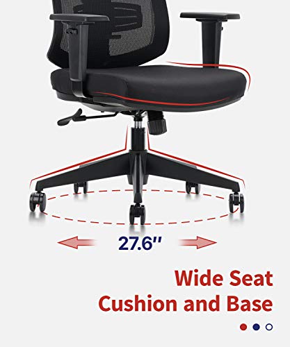 CLATINA Ergonomic High Mesh Swivel Executive Chair with Adjustable Height Head Arm Rest Lumbar Support and Upholstered Back for Home Office