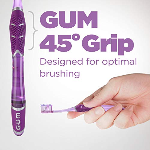 GUM - 525E Technique Deep Clean Toothbrush with Quad-Grip Handle, Compact Head & Soft Bristles, 3 Count