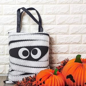 BLUE PANDA 12 Pack Large Mummy Halloween Tote Bags for Kids, Reusable Trick or Treat Bags (15 x 16 In)