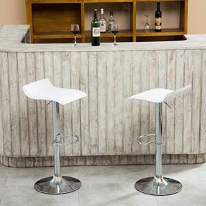 Set of 2 Barstool, Adjustable Swivel Bar Stools with PU Leather and Chrome Base, Gaslift Pub Counter Chairs,White