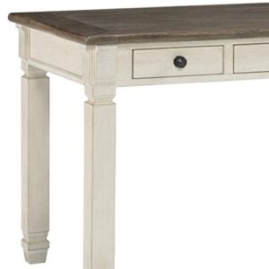 Signature Design by Ashley Bolanburg Farmhouse 60" Home Office Writing Desk with Drawers, Whitewash