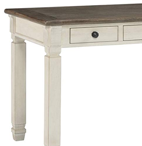 Signature Design by Ashley Bolanburg Farmhouse 60" Home Office Writing Desk with Drawers, Whitewash