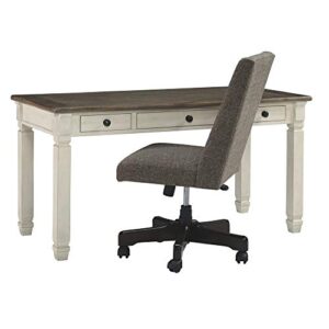 Signature Design by Ashley Bolanburg Farmhouse 60" Home Office Writing Desk with Drawers, Whitewash