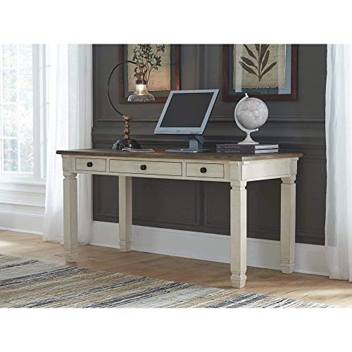 Signature Design by Ashley Bolanburg Farmhouse 60" Home Office Writing Desk with Drawers, Whitewash