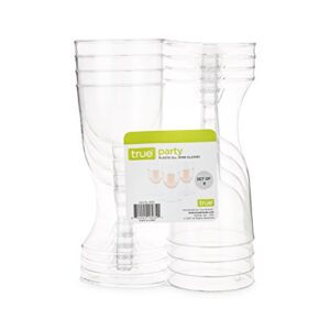True Party Disposable Plastic Wine Glasses, Stemmed Clear Plastic Cups for Outdoors, Parties, 6 Oz Set of 8