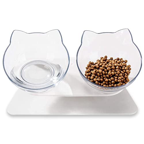 Laifug Elevated Double Cat Bowl,Pet Feeding Bowl | Raised The Bottom for Cats and Small Dogs