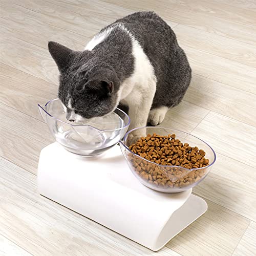 Laifug Elevated Double Cat Bowl,Pet Feeding Bowl | Raised The Bottom for Cats and Small Dogs