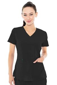 med couture women's 'energy collection' racerback shirtail serena scrub top, black, small