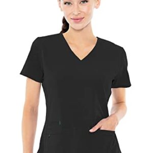 Med Couture Women's 'Energy Collection' Racerback Shirtail Serena Scrub Top, Black, Small