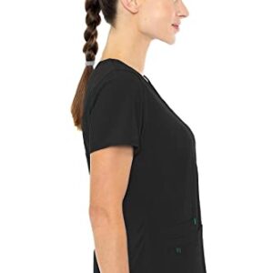 Med Couture Women's 'Energy Collection' Racerback Shirtail Serena Scrub Top, Black, Small