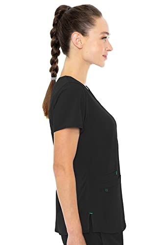 Med Couture Women's 'Energy Collection' Racerback Shirtail Serena Scrub Top, Black, Small