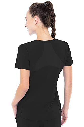 Med Couture Women's 'Energy Collection' Racerback Shirtail Serena Scrub Top, Black, Small