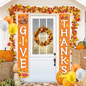 fall thanksgiving decorations for home - give thank banner outdoor decorations hanging banner porch sign fall indoor decorations banner celebrate harvest party welcome thanksgiving wall door decor