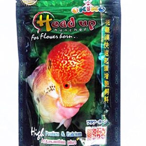 OKIKO Flowerhorn Fish Food Cichlid Quick Red Mark Head Up Huncher Platinum and Color Faster Set 3 of XL Pellets 3.5 oz 100g