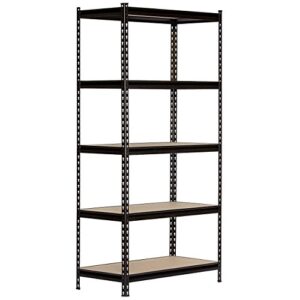 King’s Rack 5-Tier Black Steel Storage Rack Boltless Shelving Tier Height Adjustable 30" W x 12" D x 60" H