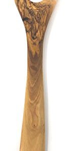 AramediA Wooden Cooking Utensil Olive Wood Risotto Spoon, Stir Spoon with Hole - Handmade and Hand Carved By Bethlehem Artisans near the birthplace of Jesus (12.5" x 2.5" x 0.3")