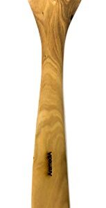 AramediA Wooden Cooking Utensil Olive Wood Risotto Spoon, Stir Spoon with Hole - Handmade and Hand Carved By Bethlehem Artisans near the birthplace of Jesus (12.5" x 2.5" x 0.3")