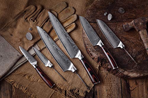 KATSURA Woodworking Project Kit – Santoku Knife Blank Hidden Tang – 5 Inch – Japanese Premium AUS 10, 67 Layers Damascus Steel – NO LOGO