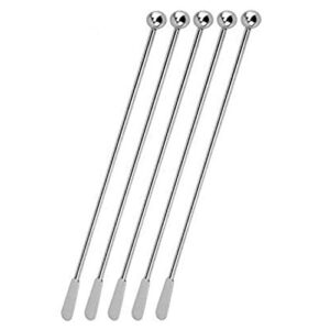 jsdoin stainless steel coffee beverage stirrers stir cocktail drink swizzle stick with small rectangular paddles (5 silver)