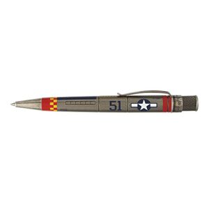 retro 51 vintage metalsmith collection rollerball pen, p-51 mustang wwii plane design (vrr-1343)