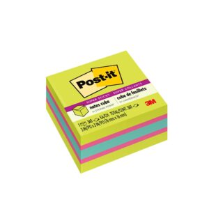 post-it super sticky notes, 3 in x 3 in, 1 cube, 2x the sticking power, bright colors, recyclable (2027-ssgfa)