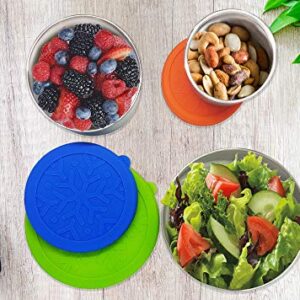 NomBox Stainless Steel Food Storage Containers – Set of 3 Kitchen Lunch/Snack Containers With Leak-proof Silicone Lids – Reusable & Washable – For Portion Control, Food Prep & Storing