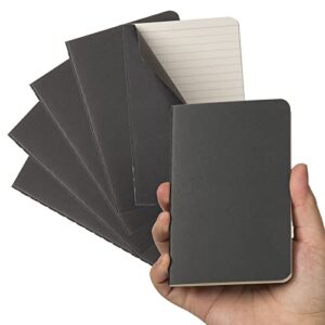 twone pocket notebook, 6 pack softcover mini notebooks 3.5" x 5.5" black notebook small memo notepad for men women kids traveler author, 30 sheets,60 lined pages