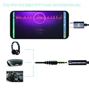 USB C Audio Adapter, Parallel World USB-C to 3.5mm Audio Headphone Adapter,Hi-Fi Level 192KHz/24-bit Sampling Rate DAC for Google Pixel 2/2XL and More (3.5mm Female, Aluminum-Black)