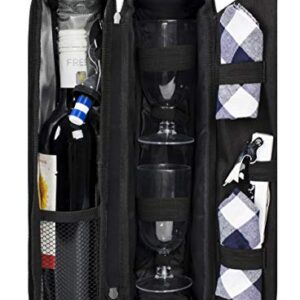 ALLCAMP Wine tote Bag with Cooler Compartment，Picnic Set Carrying Two sets of tableware