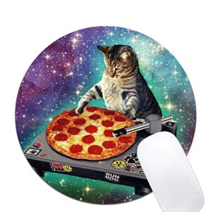 mouse pad,new top funny space cat and pizza pattern round mouse pad non-slip rubber mousepad office accessories desk decor mouse pads for computers laptop