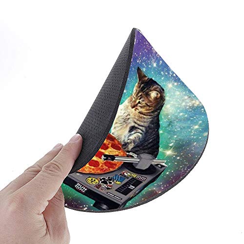 Mouse Pad,New Top Funny Space Cat and Pizza Pattern Round Mouse Pad Non-Slip Rubber Mousepad Office Accessories Desk Decor Mouse Pads for Computers Laptop