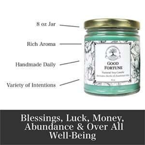 Good Fortune Spell Candle by Art of the Root | Handmade with Herbs & Essential Oils, Natural Soy Wax | Prosperity, Blessings, Luck & Abundance Rituals | Conjure, Wiccan, Pagan & Magick