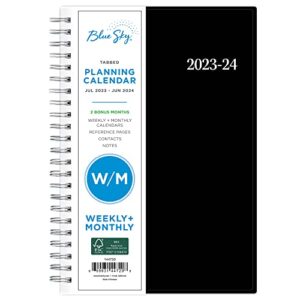 blue sky 2023-2024 academic year weekly and monthly planner, 5" x 8", flexible cover, wirebound, enterprise (144720)