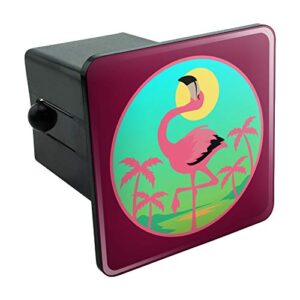 flamingo palm trees tropical vacation tow trailer hitch cover plug insert 2"
