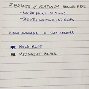 ZBRANDS // Platinum Roller Pens, Pack of 12, 0.5mm Micro Point Rollerball (Blue)