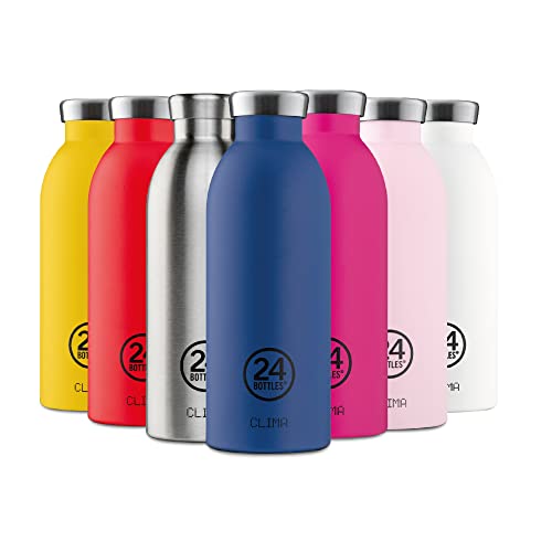 24Bottles Clima Bottles - Insulated Water Bottle 11oz/17oz/29oz, Water Bottles with 100% Leak Proof Lid (12 Hours Hot and 24 Hours Cold Beverages), Made of Stainless Steel, Italian Design