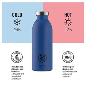 24Bottles Clima Bottles - Insulated Water Bottle 11oz/17oz/29oz, Water Bottles with 100% Leak Proof Lid (12 Hours Hot and 24 Hours Cold Beverages), Made of Stainless Steel, Italian Design