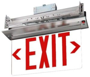 recessed red edge lit exit sign - single sided