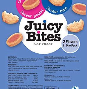 INABA Juicy Bites Grain-Free, Soft, Moist, Chewy Cat Treats with Vitamin E and Green Tea Extract, 0.4 Ounces per Pouch, 18 Pouches (3 per Bag), Tuna and Chicken