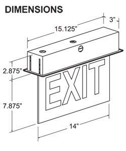 Recessed Red Edge Lit Exit Sign - Double Sided