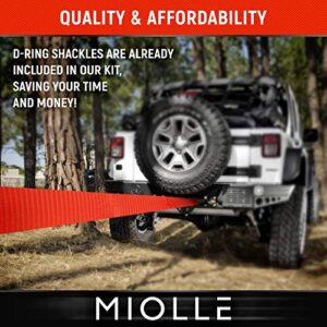 Miolle Tow Strap 3”x20’- 33400lbs MBS (Lab Tested) Recovery Strap Kit Includes: Tow Rope, 2 D-Ring Shackles MBS-41800LBS, Storage Case