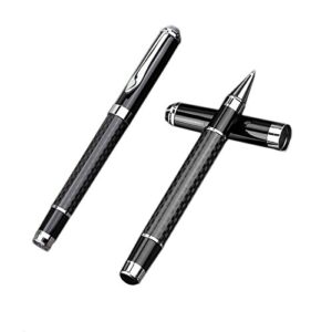 business ballpoint pens writing set - carbon fiber gel pens business retractable ballpoint pen smooth writing black ink for personal signature, office, calligraphy, executive business use-pack of 2