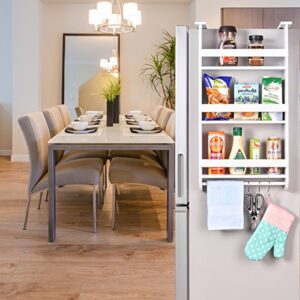 Rack Fridge Wood Organizer Refrigerator Side Storage Rack Paper Towel Holder, Rustproof Spice Jars Rack Kitchen Storage Wrap Rack Organizer Refrigerator Shelf Storage Adjustable Cabinet Door Mount