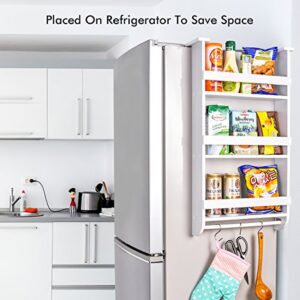 Rack Fridge Wood Organizer Refrigerator Side Storage Rack Paper Towel Holder, Rustproof Spice Jars Rack Kitchen Storage Wrap Rack Organizer Refrigerator Shelf Storage Adjustable Cabinet Door Mount