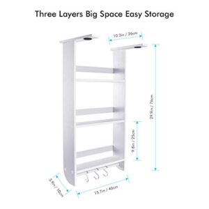 Rack Fridge Wood Organizer Refrigerator Side Storage Rack Paper Towel Holder, Rustproof Spice Jars Rack Kitchen Storage Wrap Rack Organizer Refrigerator Shelf Storage Adjustable Cabinet Door Mount