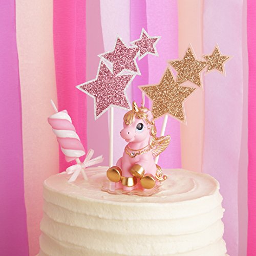 iLikePar Birthday Candles Smokeless Cake Topper Unicorn Candle for Party Supplies and Wedding Favor (Pink)