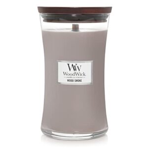 woodwick large hourglass scented candle | wood smoke | with crackling wick | burn time: up to 130 hours wood, wood smoke