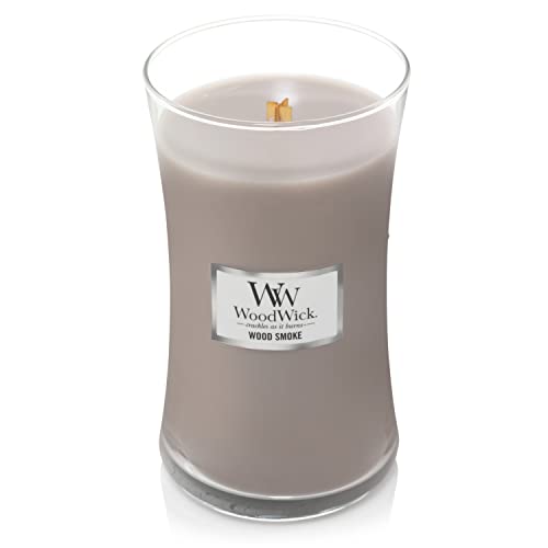 WoodWick Large Hourglass Scented Candle | Wood Smoke | with Crackling Wick | Burn Time: Up to 130 Hours Wood, Wood Smoke